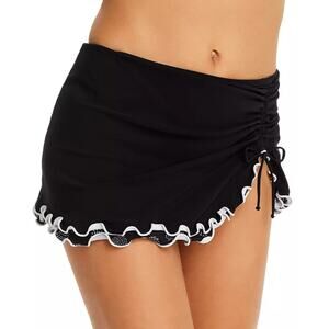 NWT Profile by Gottex Black Ruffle Edge Skirted Tankini Bottom Size 14